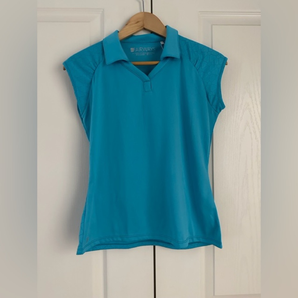 Nancy Lopez Golf Fairways Deluxe Dri Teal Golf Shirt S